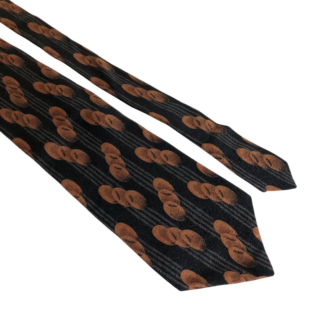 Guy Laroche Black Brown Silk Necktie Abstract Tie Office Work Canada Vintage